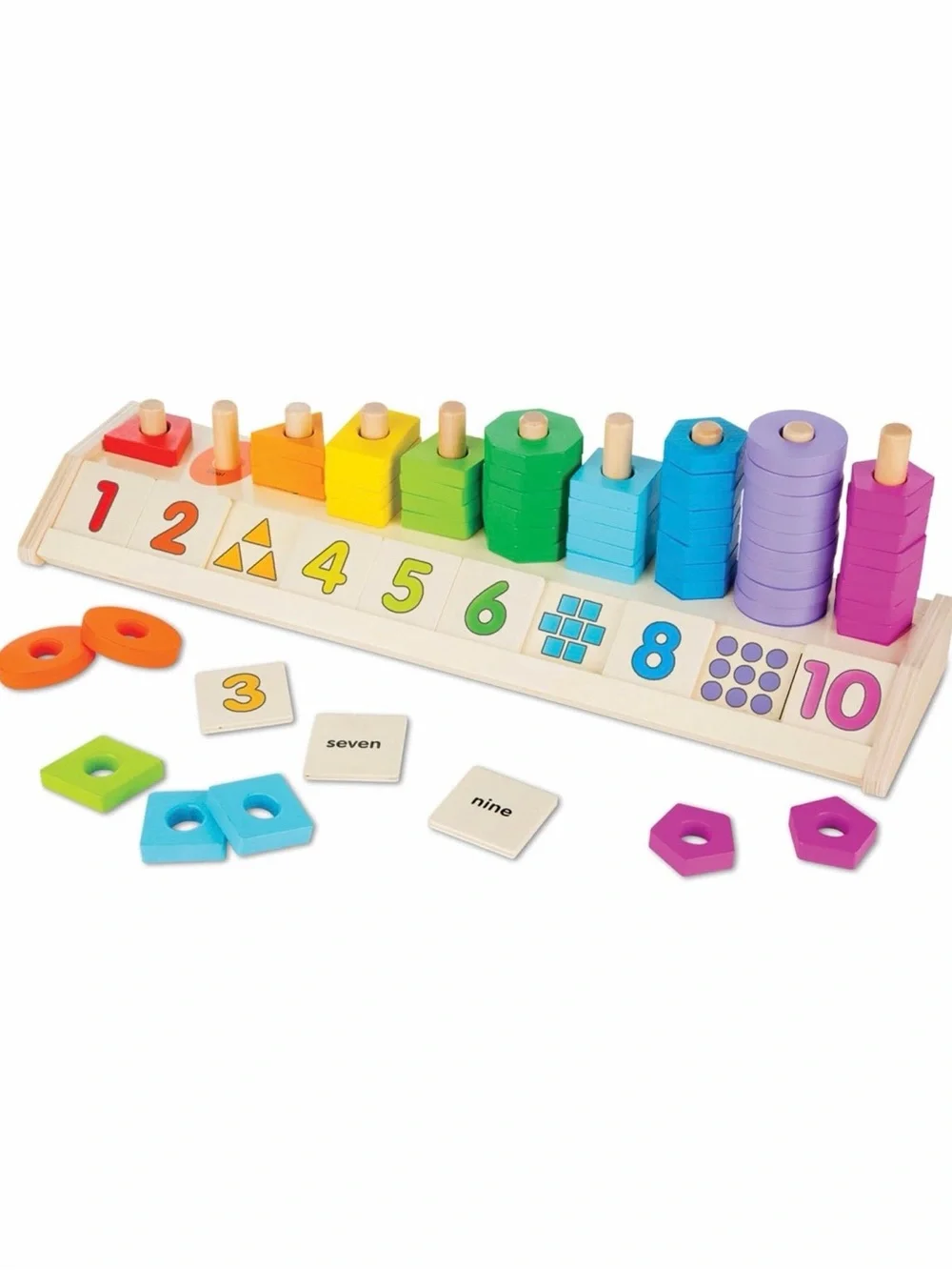 Melissa & Doug Counting Shape Stacker Wooden Sorting Toy